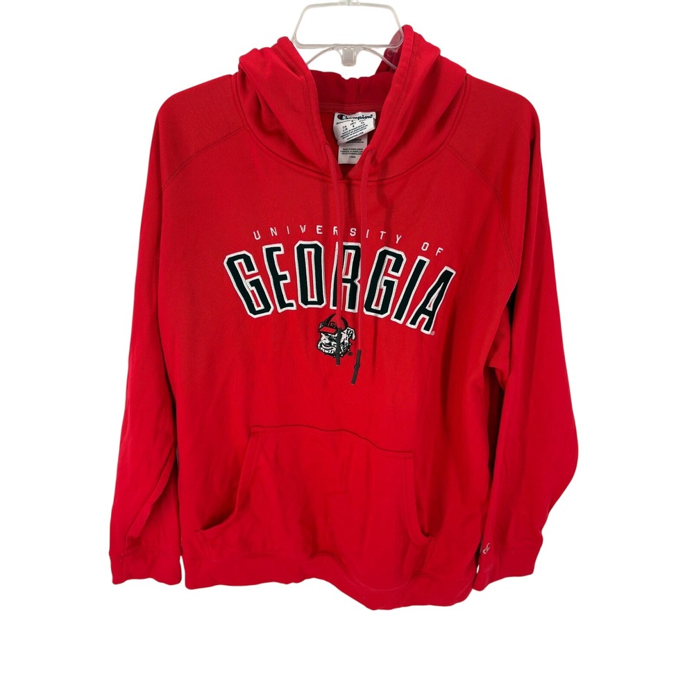 Champion Men's Red University of Georgia Bulldogs Hoodie Pullover Size L